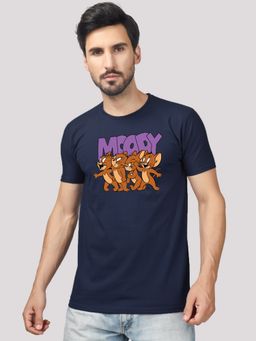 Greylongg - Navy Blue Comfortable Crew Neck T-Shirt