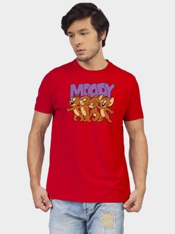 Greylongg - Red Comfortable Crew Neck T-Shirt