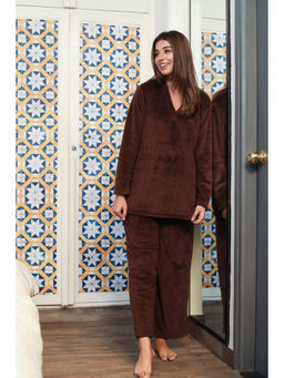 FEATHERS CLOSET - Brown Solid Relaxed Fit Top and Pant (Set of 2)