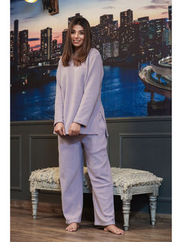 FEATHERS CLOSET - Lavender Solid Relaxed Fit Top and Pant (Set of 2)