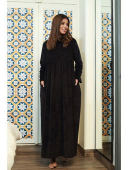 FEATHERS CLOSET - Black Solid Relaxed Fit Loungewear Maxi