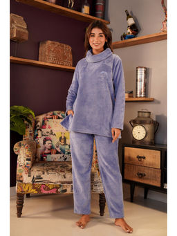 FEATHERS CLOSET - Purple Solid Relaxed Fit Top and Pant (Set of 2)