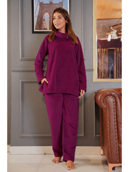 FEATHERS CLOSET - Magenta Solid Relaxed Fit Top and Pant (Set of 2)