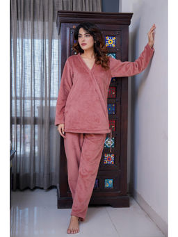 FEATHERS CLOSET - Pink Solid Relaxed Fit Top and Pant (Set of 2)