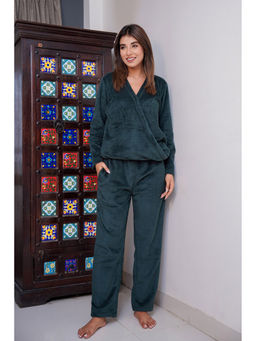 FEATHERS CLOSET - Green Solid Relaxed Fit Top and Pant (Set of 2)