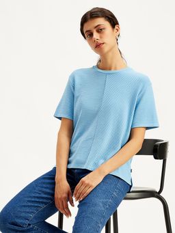Levi's - Womens Blue Textured Relaxed Fit T-Shirt
