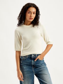 Levi's - Womens Solid White Crew Neck Sweater