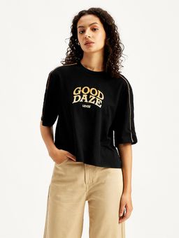 Levi's - Womens Black Typographic Print Loose Fit T-Shirt