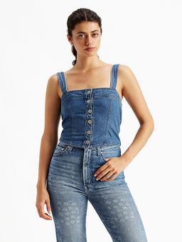 Levi's - Womens Solid Blue Corset Top