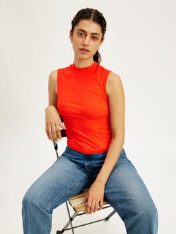 Levi's - Womens Solid Orange High Neck Tank Top
