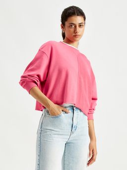 Levi's - Womens Solid Pink Crew Neck Sweatshirt