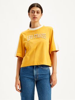 Levi's - Womens Yellow Brand Logo Loose Fit T-Shirt