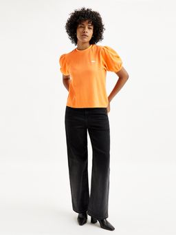Levi's - Womens Textured Yellow Crew Neck Top