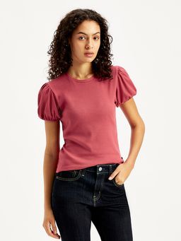 Levi's - Womens Textured Red Crew Neck Top