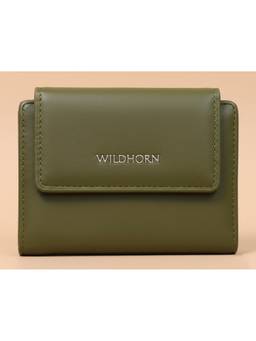 WILDHORN - Women Two Fold Green Wallet
