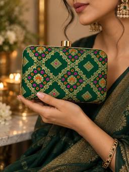 THE TAN CLAN - Mahi Dark Green Box Clutch