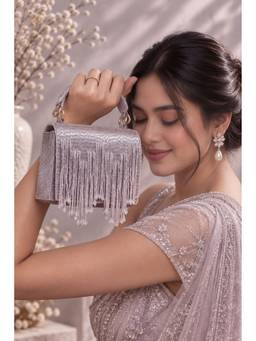 THE TAN CLAN - Maria Lilac Mini crafted Beaded Mini Bag