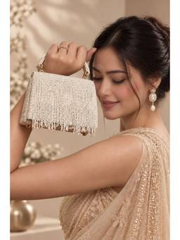 THE TAN CLAN - Maria White Mini crafted Beaded Mini Bag
