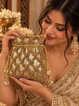 THE TAN CLAN - Rooh Gold Sequined Tasselled Potli Bag