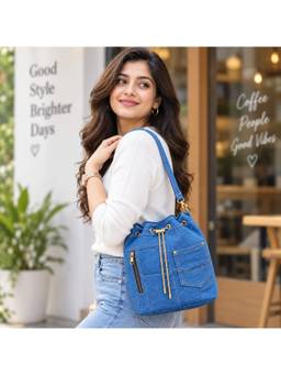 THE PURANI JEANS - Denim Bucket Pocket Tote Bag