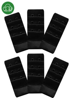 Inner Sense - 2 Hook and Eye Bra Extenders- Black (Pack of 6)