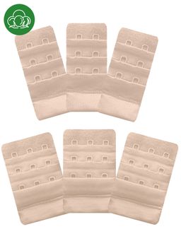 Inner Sense - 2 and 3 Hook and Eye Bra Extenders-Skin (Pack of 6)