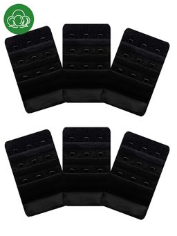 Inner Sense - 3 Hook and Eye Bra Extenders-Black (Pack of 6)