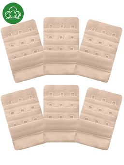 Inner Sense - 3 Hook and Eye Bra Extenders-Skin (Pack of 6)