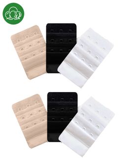 Inner Sense - 3 Hook and Eye Bra Extenders- Black Skin White (Pack of 6)