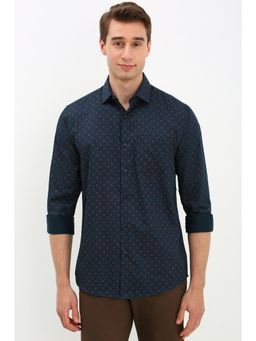 Allen Solly - Men Navy Blue Slim Fit Printed Casual Shirt