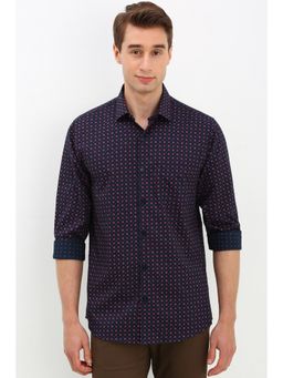 Allen Solly - Men Navy Blue Slim Fit Printed Casual Shirt