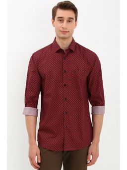 Allen Solly - Men Maroon Slim Fit Printed Casual Shirt