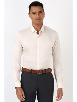 Peter England - Men Beige Slim Fit Printed Formal Shirt