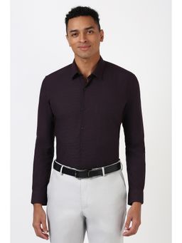 Peter England - Men Purple Slim Fit Checks Formal Shirt