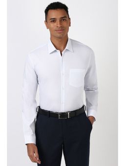 Peter England - Men White Regular Fit Printed Formal Shirt