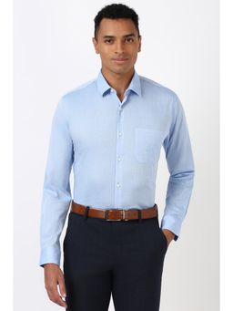 Peter England - Men Blue Slim Fit Textured Formal Shirt