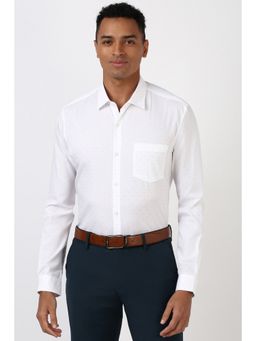 Peter England - Men White Slim Fit Printed Formal Shirt