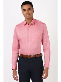 Peter England - Men Pink Slim Fit Textured Formal Shirt