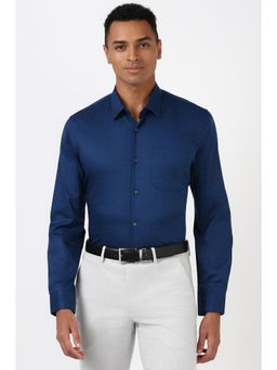 Peter England - Men Navy Blue Slim Fit Printed Formal Shirt