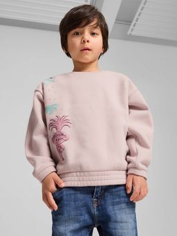 Puma - X Trolls Boys Relaxed Fit Graphic Mauve Crew Neck Sweatshirt