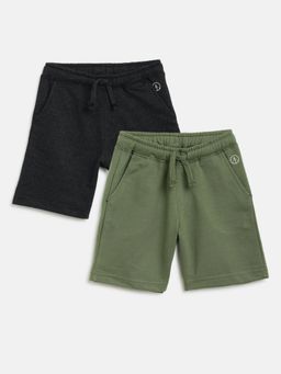 Campana - Boys Larry Solid Shorts - Charcoal Grey & Olive Green (Pack of 2)
