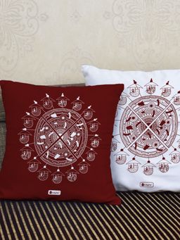 Indigifts - Food Lovers Themed Ethnic Designer Printed Square Pillow Set of 2,Home Décor