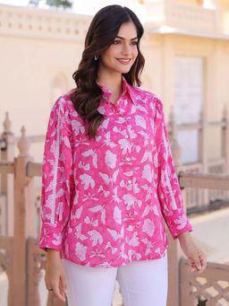 Rain & Rainbow - Pink Relaxed Printed Casual Shirt