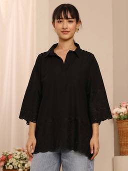 Libas - Black Thread Work embroidered Straight Tunic