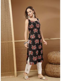 Stylum - Black Block Printed Cotton Straight Kurta