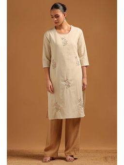 Soch - Cream Pure Cotton Kurta with Machine Embroidery