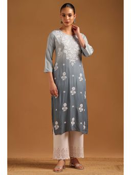 Soch - Grey Rayon Kurta with Embroidered