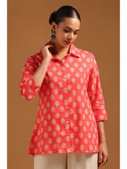 Soch - Pink Cotton Shirt with Floral Print