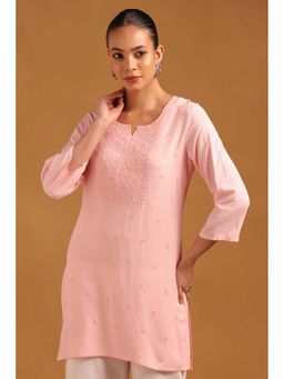 Soch - Pink Rayon Kurti with Embroidered Sequins