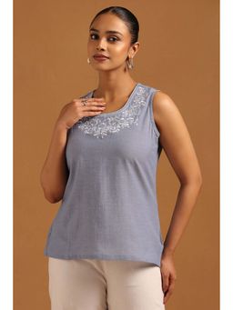 Soch - Blue Embroidered Sleeveless Top